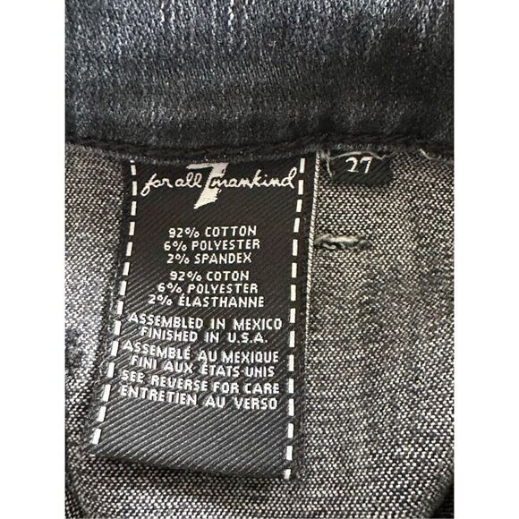 7 for all Mankind Bootcut Cropped Jeans Womens 27 Black Denim Bardot‎ Pocket - Picture 7 of 12